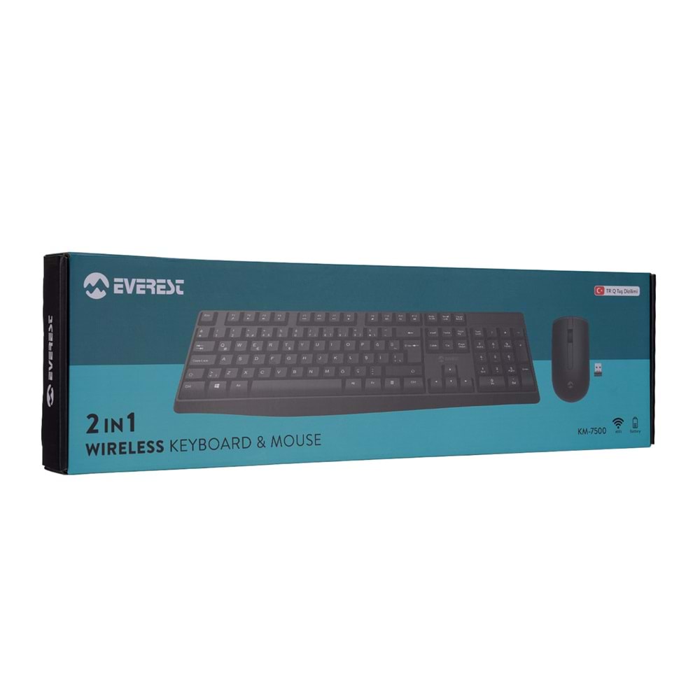 Everest KM-7500 Siyah Kablosuz Q Multimedia Klavye + Mouse Set