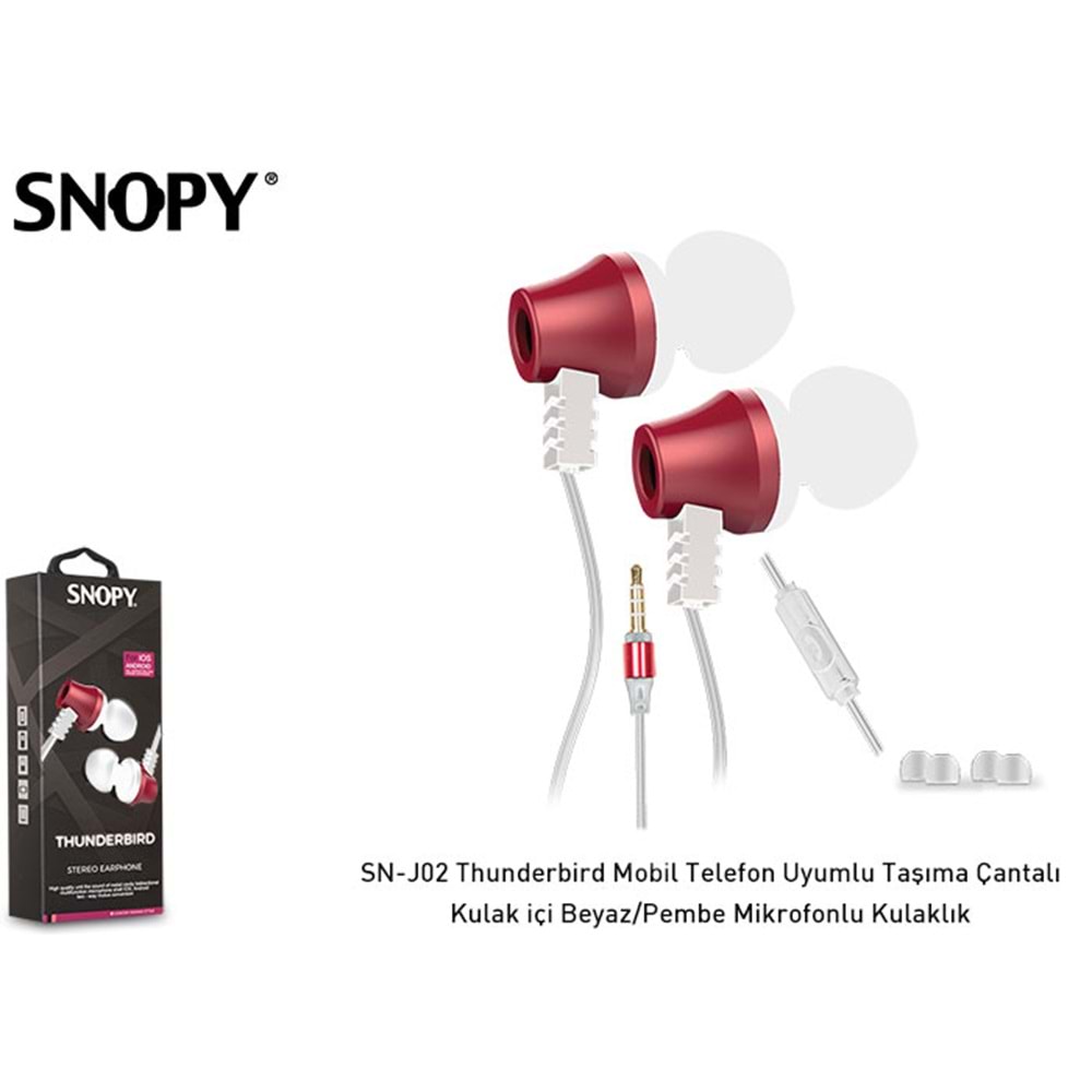 Snopy SN-J02 Thunderbird Mobil Telefon Uyumlu Taşıma Çantalı Kulak içi Mikrofonlu Kulaklık