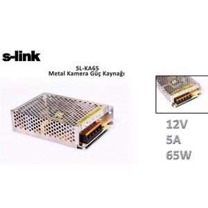 S-link SL-KA65 12V 5A 65W Metal Kamera Güç Kaynağı