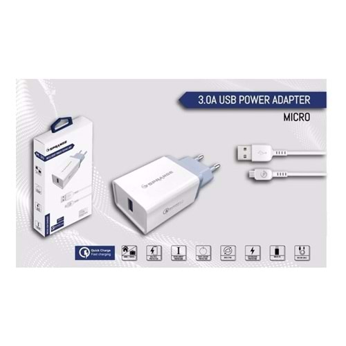 SPRANGE USB-A / Micro 18W-23W Qualcomm QC 3.0 Hızlı Şarj M-30