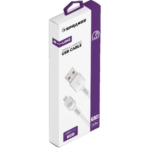 SPRANGE M-LANZ MİCRO USB CABLE2.1A1 Metre10.000 + TestData & Şarj Kablosu