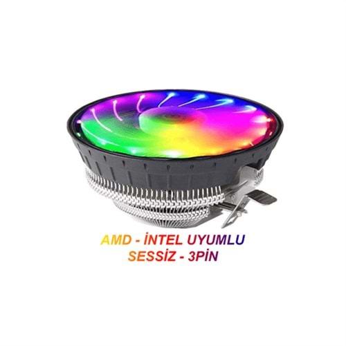 PARS POWER İntel - AMD CPU Fan - RGB Rainbow Masaüstü İşlemci Fanı FAN2RGB