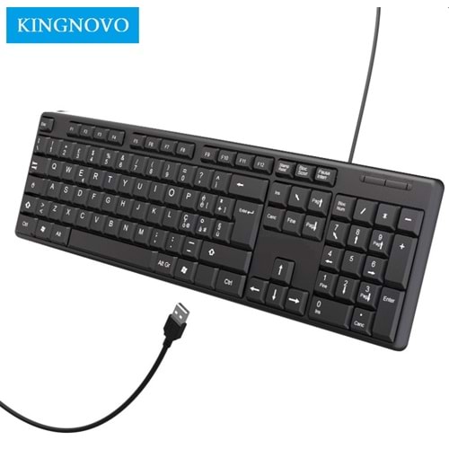 KINGNOVO A-808 USB Kablolu, Türkçe Q, Standart Klavye (Siyah)