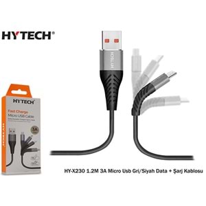 Hytech HY-X230 1.2M 3A Micro Usb Data + Şarj Kablosu