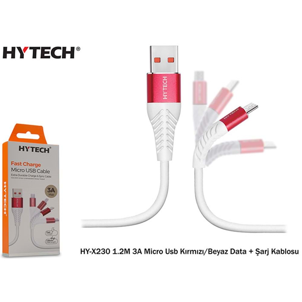 Hytech HY-X230 1.2M 3A Micro Usb Data + Şarj Kablosu