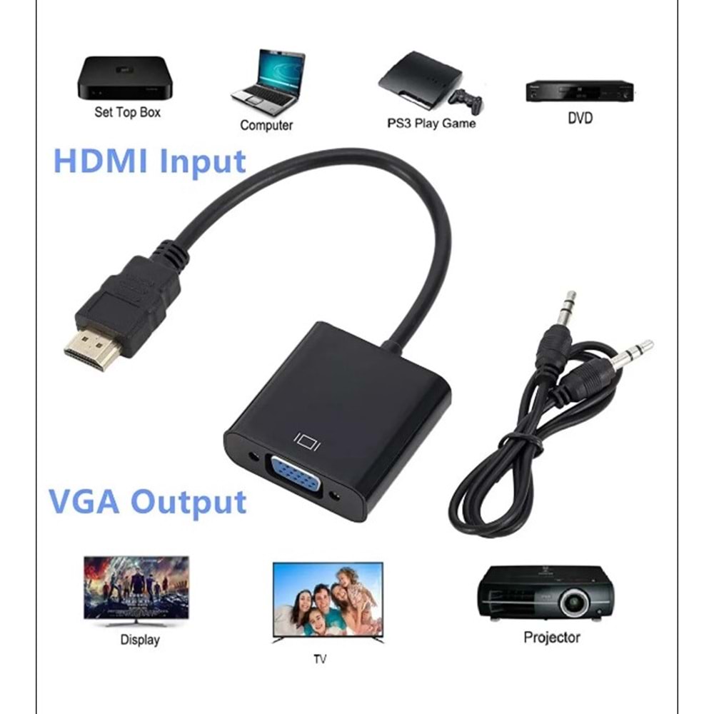 PRO5TECH HDTV TO VGA +ses Fullhd Dönüştürücü Çevirici Aparat Adaptör