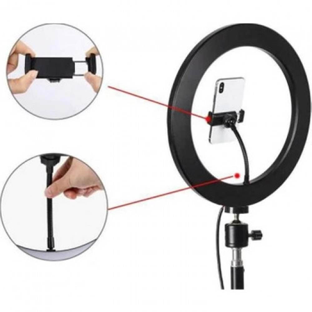 CXB-260 Youtuber Tiktok Çekim Telefon Tutucu Renkli Ring Light Makyaj Işığı 10 Inç 2. Mt Tripod