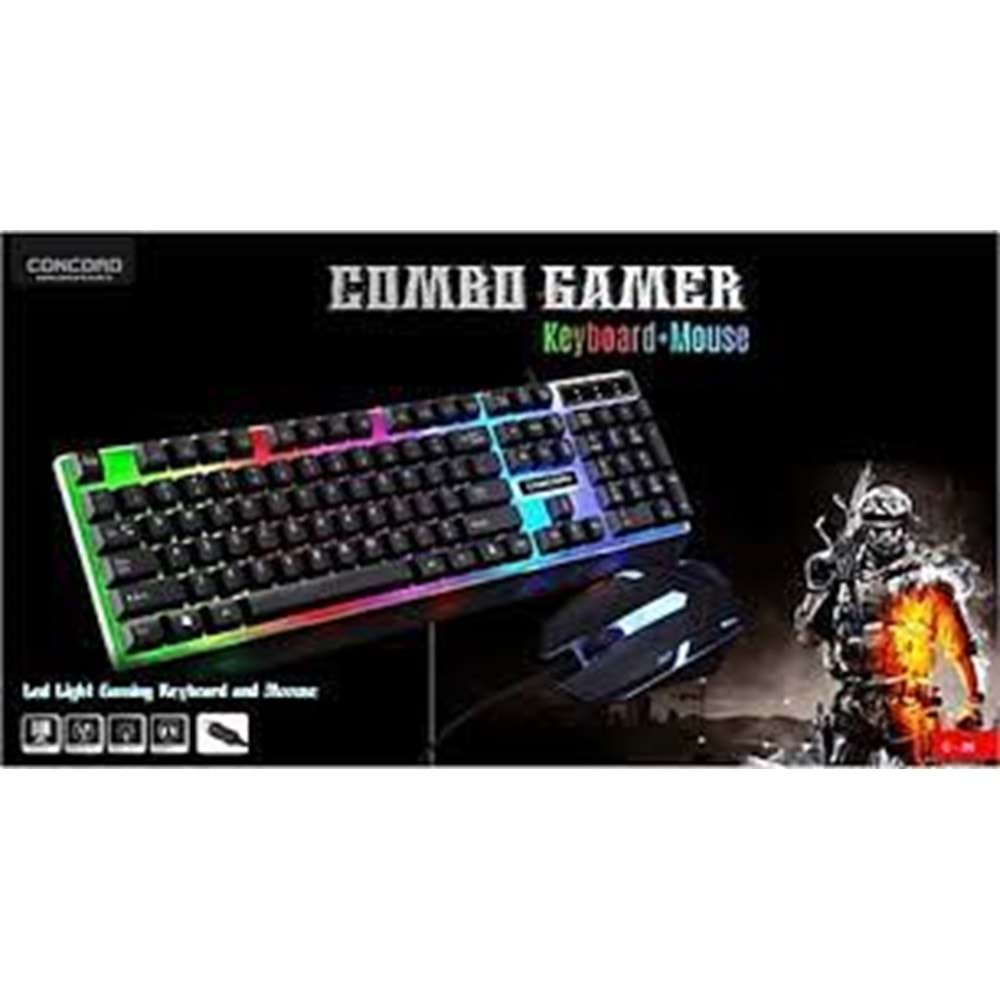 Concord C-56 Rgb LED Işıklı Klavye Mouse Seti