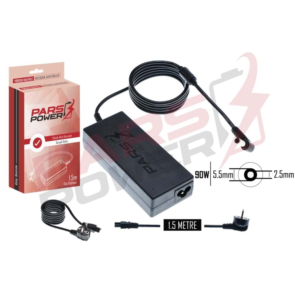 PARS POWER PRS-001 Standart 5.5x2.5 90W 19V 4.74A Adaptör