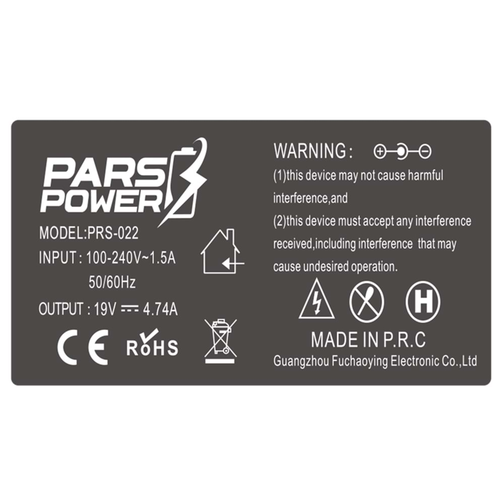 PARS POWER PRS-022 HP İğne Uç 7.4x5.0mm 90W 19V 4.74A