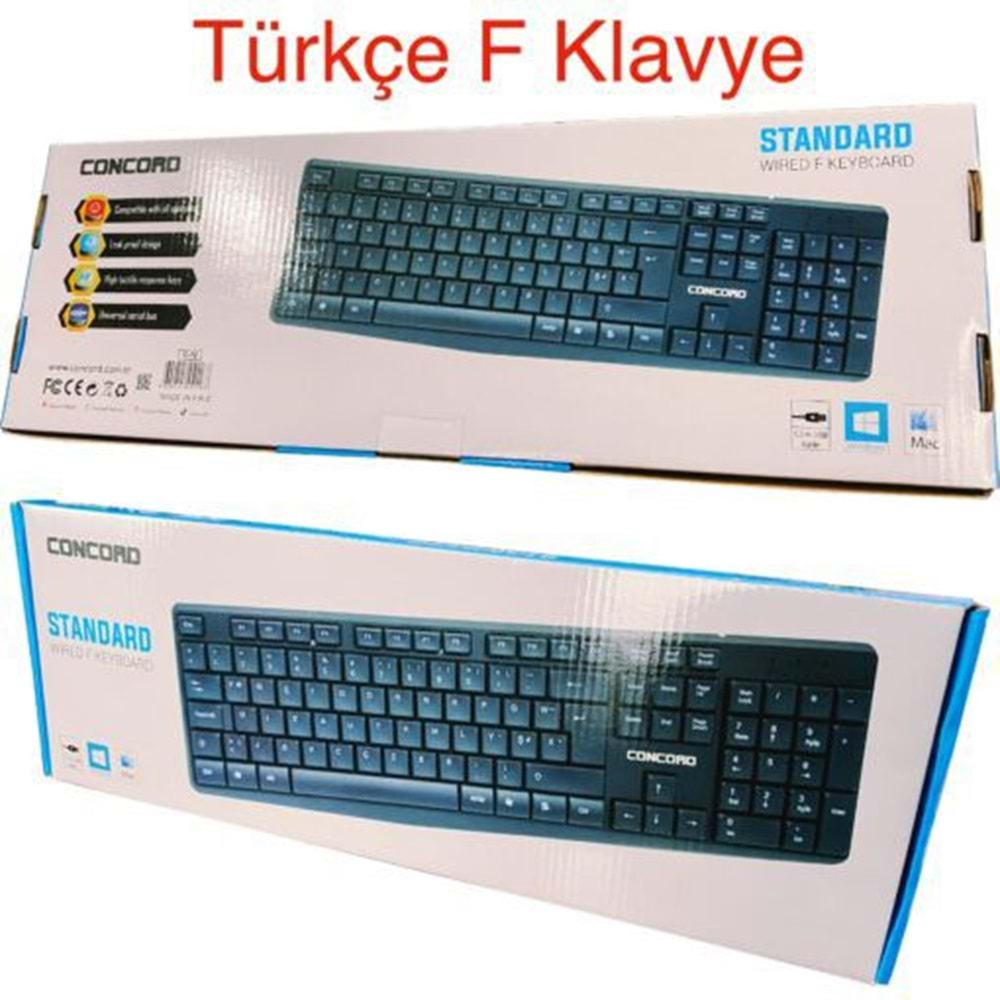 F Türkçe Standart Klavye Usb Concord C-72