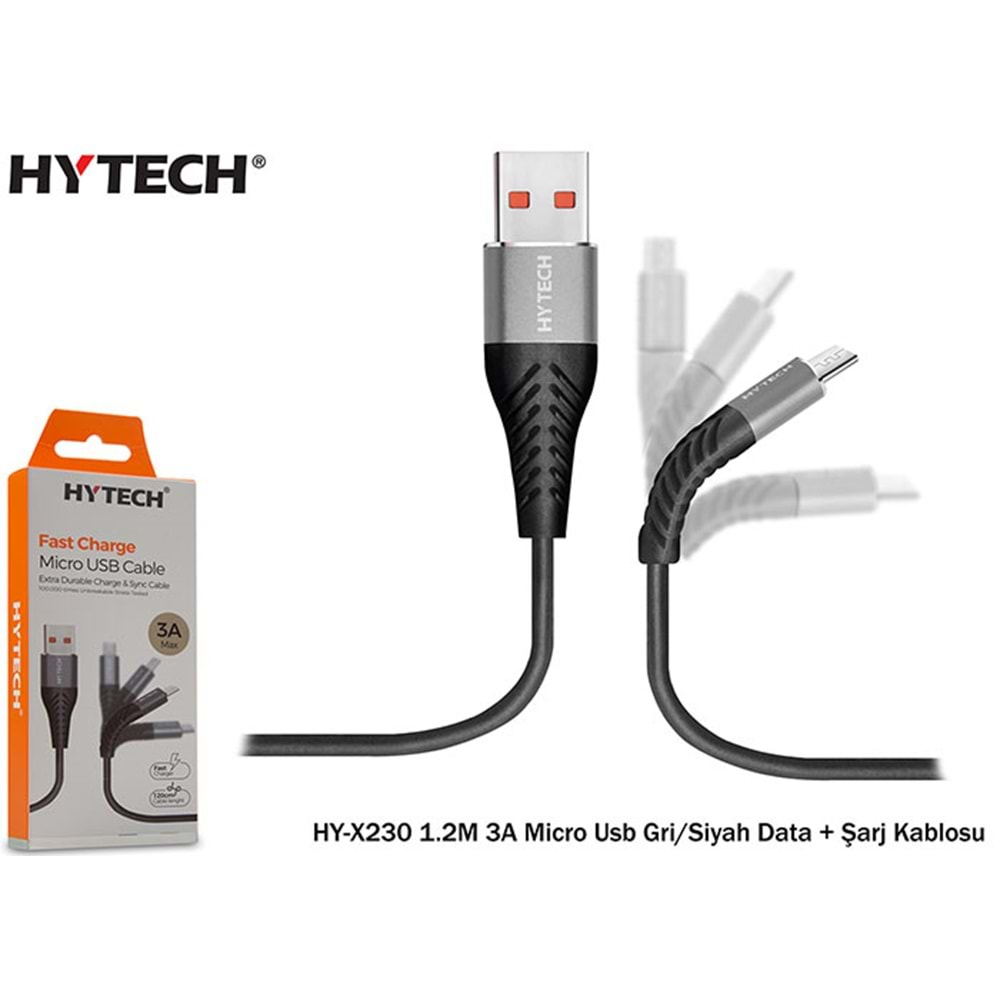 Hytech HY-X230 1.2M 3A Micro Usb Data + Şarj Kablosu