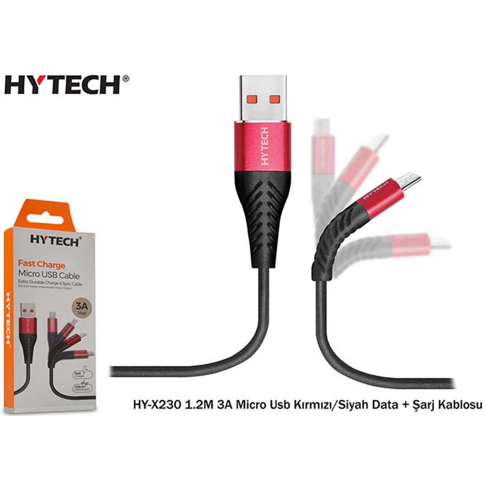 Hytech HY-X230 1.2M 3A Micro Usb Data + Şarj Kablosu