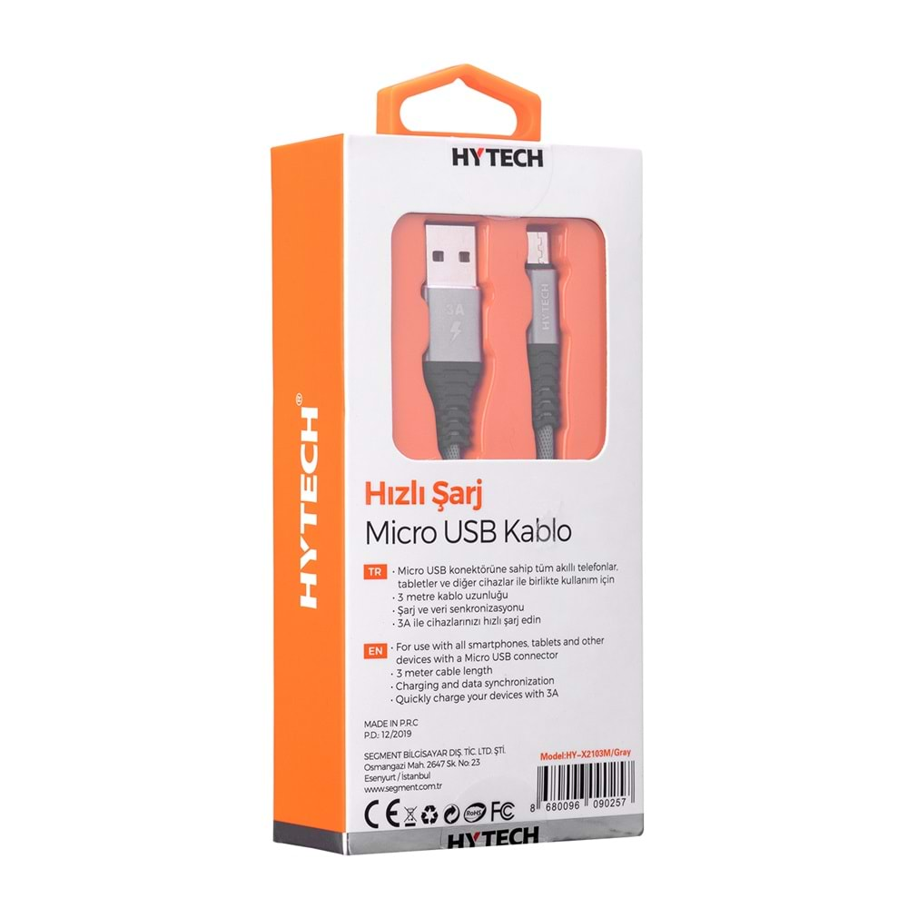 HY-X210 3A Micro Usb 1m Kırmızı Data + Sarj Kablosu