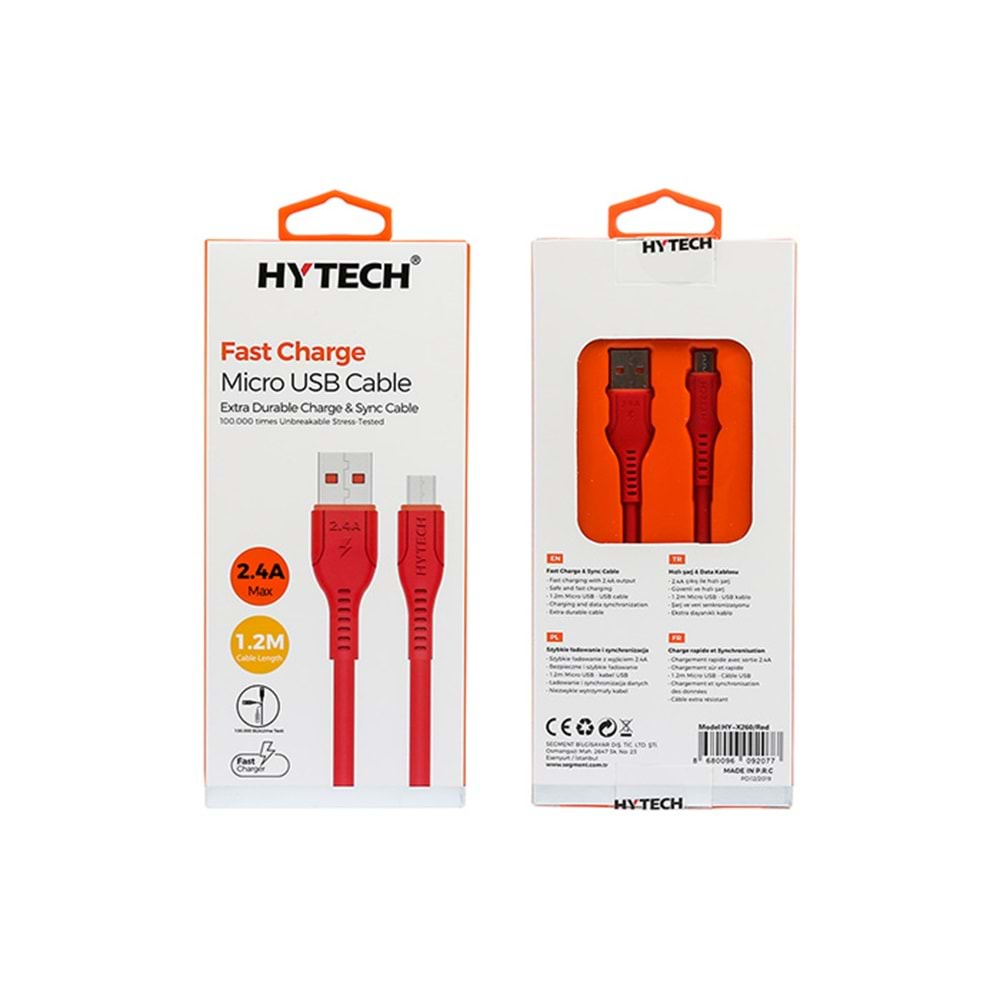 Hytech HY-X260 2.4A Micro Usb Şarj Kablosu