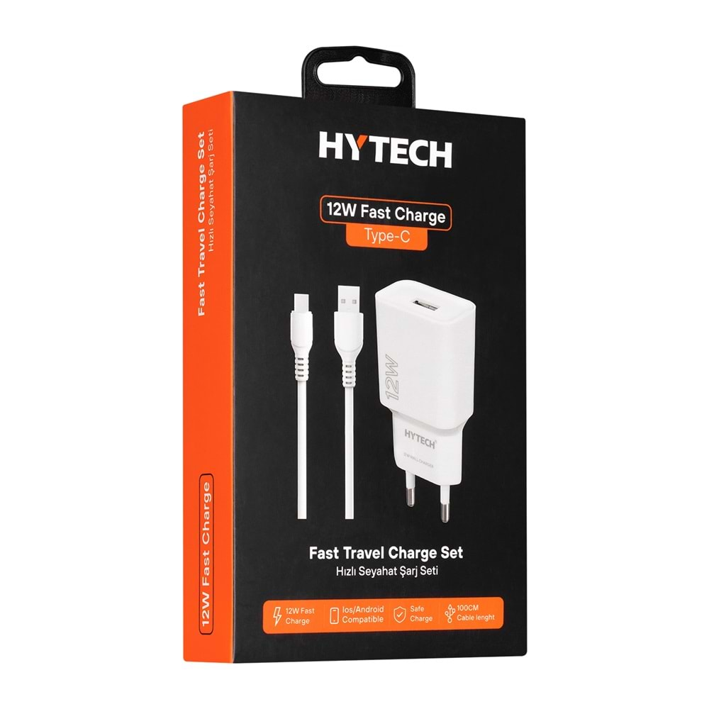 Hytech HY-XT55T 12W 5V 2.4A Type USB-C Beyaz Kablo + Ev Şarj Adaptör