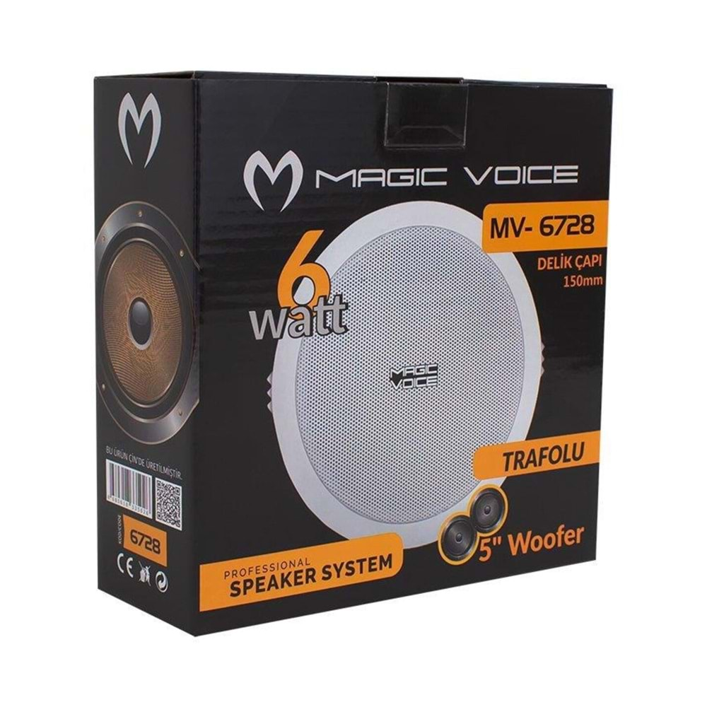 MAGICVOICE MV-6728 5'' 13 CM 8 OHM 3 W BEYAZ ALÇIPAN HOPARLÖR TRAFOLU