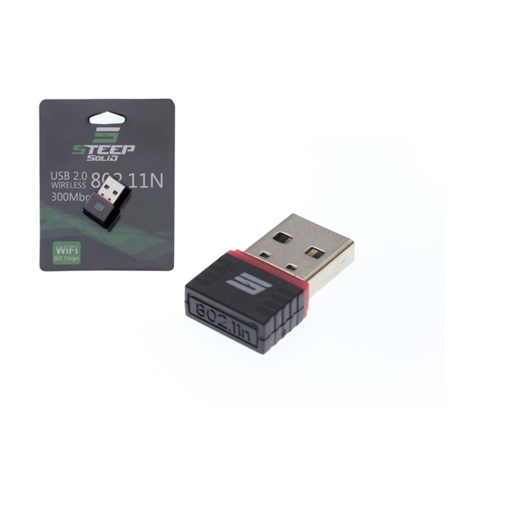 PARS POWER Steep Solid USB 2.0 802.11N Antenli Kablosuz Nano Tırnak WiFi Adaptör 300Mbps STEEPANTWIFI