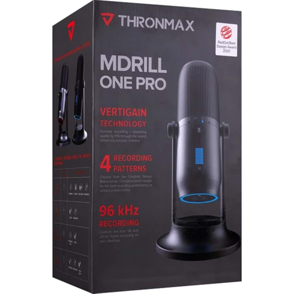 Thronmax Mdrill One (M2G) kondansatörlü mikrofon (gri) profesyonel HD çekimler için (48 kHz) stüdyo kalitesinde podcast / akış / sohbet / GamePlay / Youtube / vs