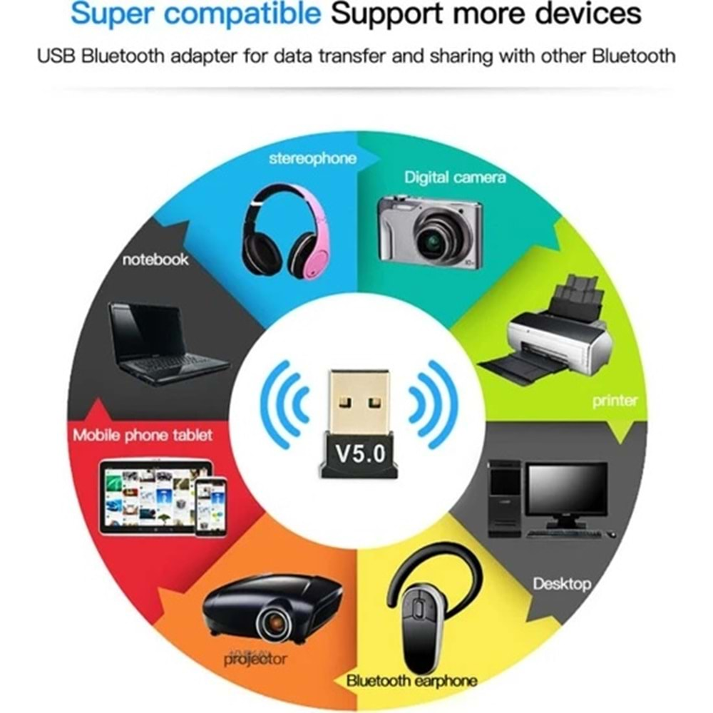 PRO5TECH Bluetooth 5.0 Dongle Adaptör Kapsama 20MT