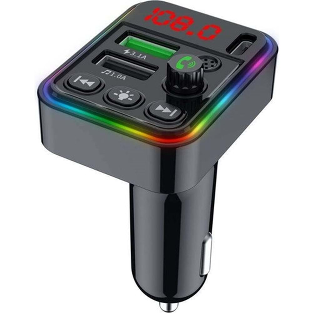 Concord C-617 Rgb Işıklı Pd 18 + Qc 3.1A Şarj Bluetooth 5.1V Fm Transmitter