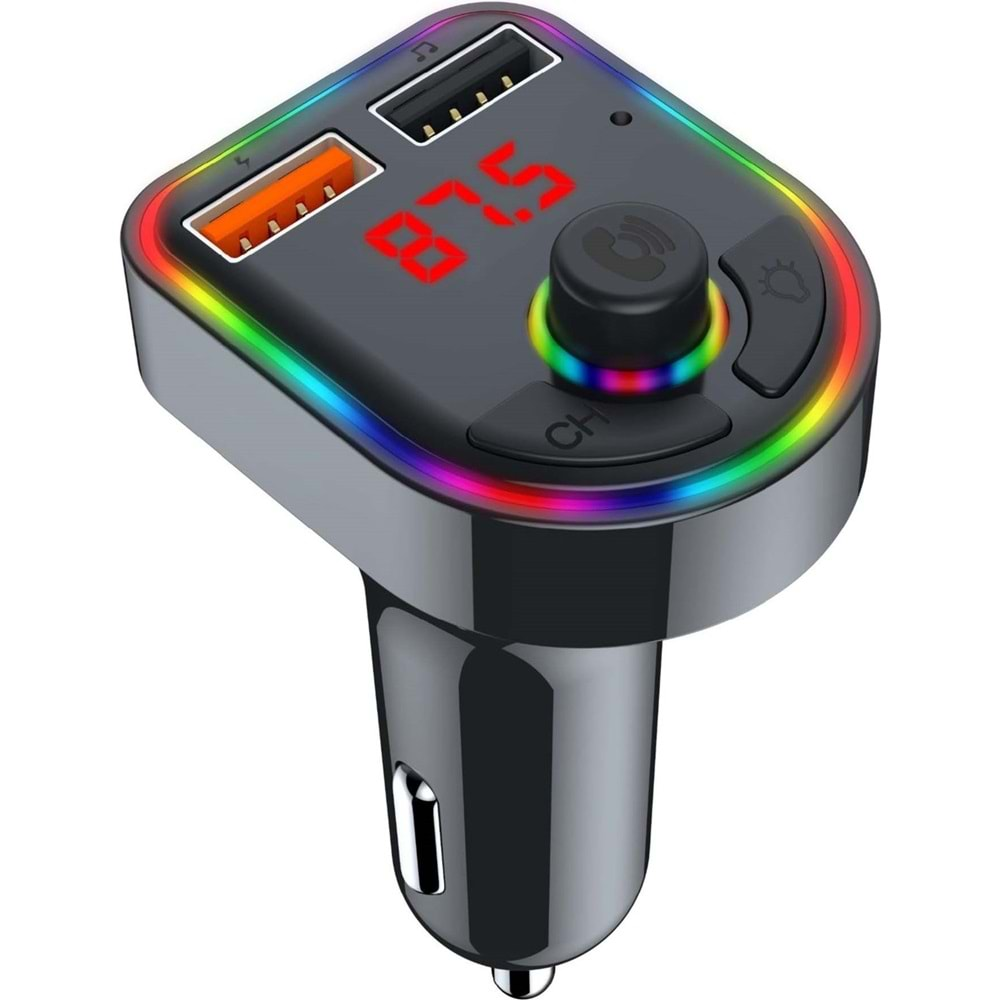 Concord C-616 Rgb Işıklı 2.1 A Şarj USB & Tf Girişi Bluetooth 5.1V Fm Transmitter