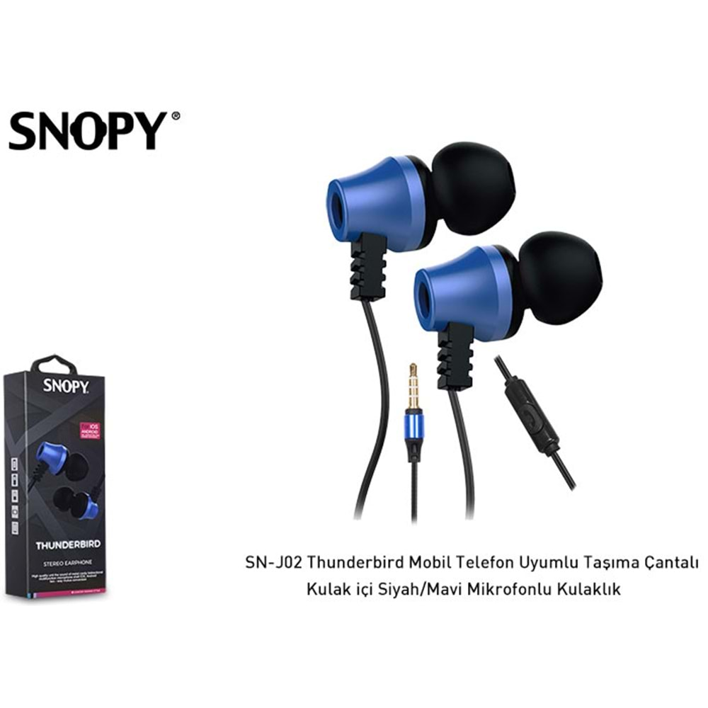 Snopy SN-J02 Thunderbird Mobil Telefon Uyumlu Taşıma Çantalı Kulak içi Mikrofonlu Kulaklık