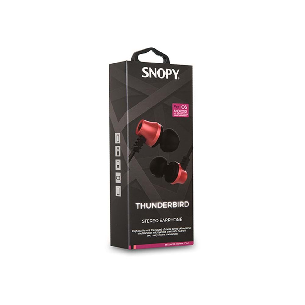 Snopy SN-J02 Thunderbird Mobil Telefon Uyumlu Taşıma Çantalı Kulak içi Mikrofonlu Kulaklık