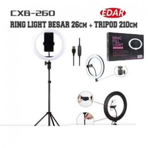 CXB-260 Youtuber Tiktok Çekim Telefon Tutucu Renkli Ring Light Makyaj Işığı 10 Inç 2. Mt Tripod