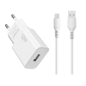 Hytech HY-XT55T 12W 5V 2.4A Type USB-C Beyaz Kablo + Ev Şarj Adaptör