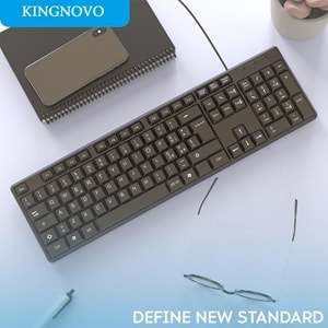 KINGNOVO A-808 USB Kablolu, Türkçe Q, Standart Klavye (Siyah)