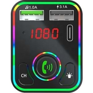 Concord C-618 Bluetooth Görüşme ve Müzik Dinleme Ekranlı Rgb Fm Transmitter Pd + 3.1A Çift USB Şarj