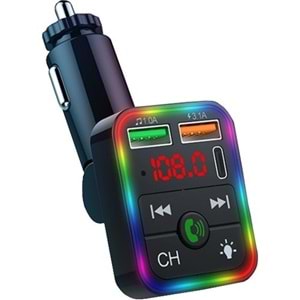 Concord C-618 Bluetooth Görüşme ve Müzik Dinleme Ekranlı Rgb Fm Transmitter Pd + 3.1A Çift USB Şarj